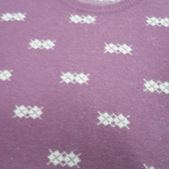 Vintage 70s Frederick & Nelson plum purple argyle wool blend sweater Men L - Picture 3 of 5